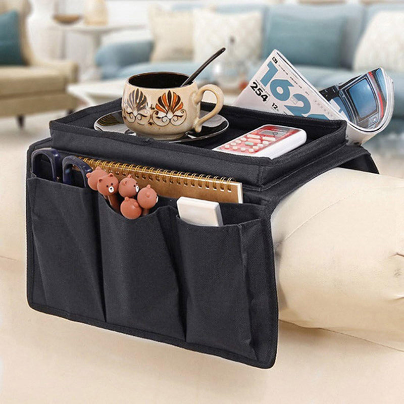 Sofa Arm Organizer with 6 Pockets and Table Top