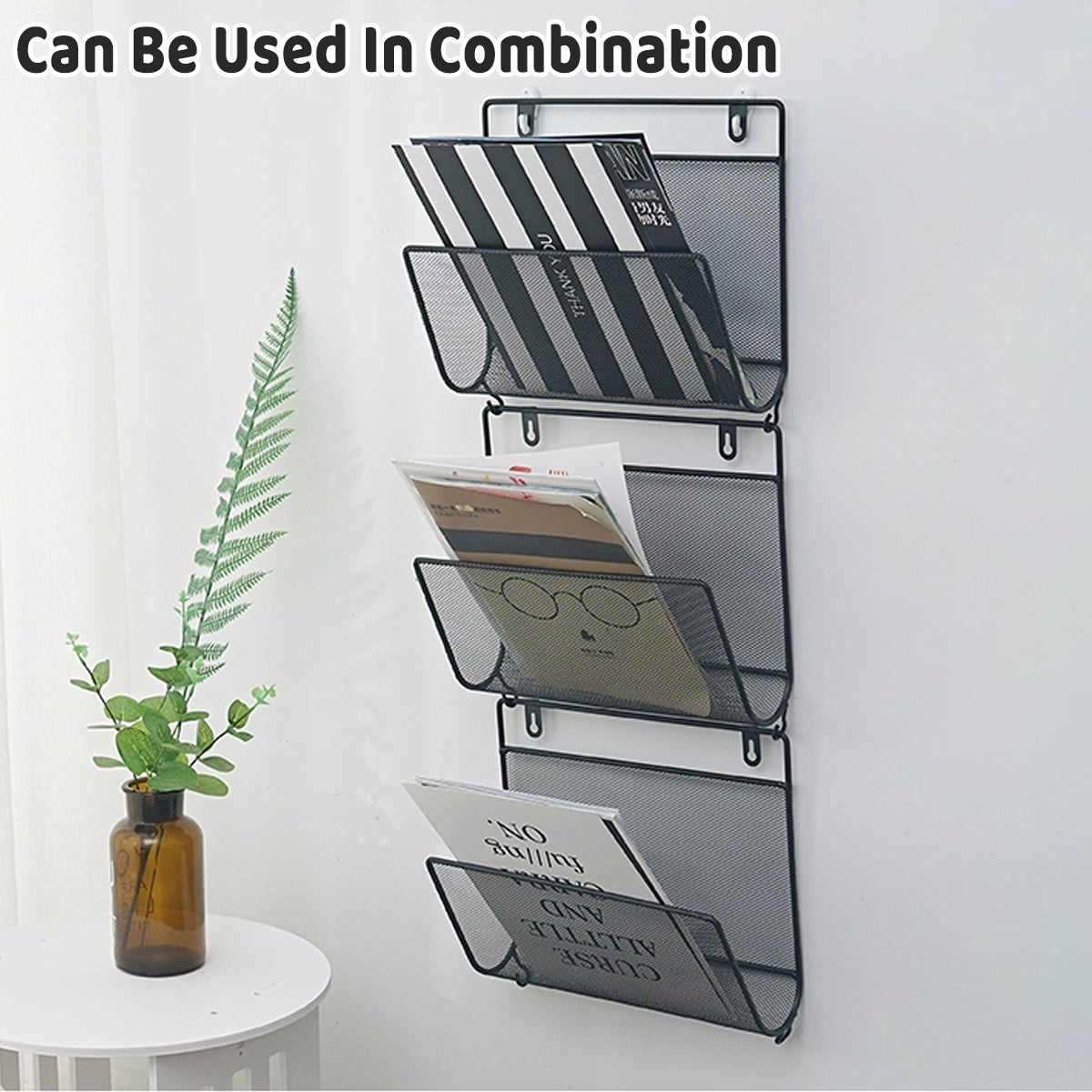 2 Pcs Wall Mount Magazine Rack Iron Book Mail Holder