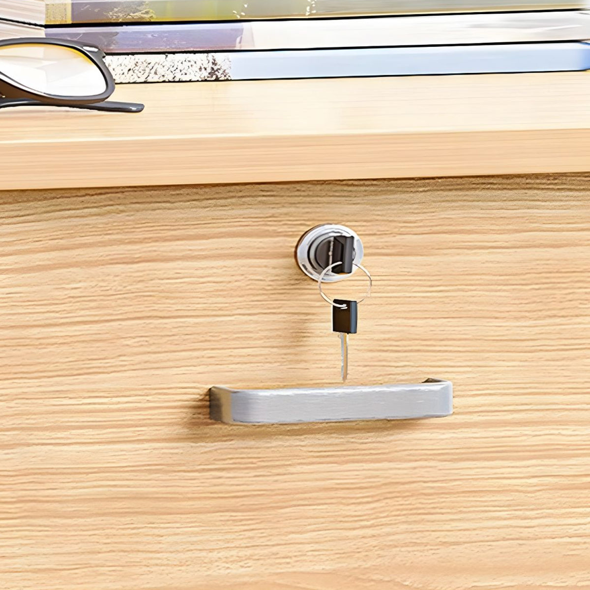 Movable Filing Cabinet with Wheels Locking Doors and Drawers