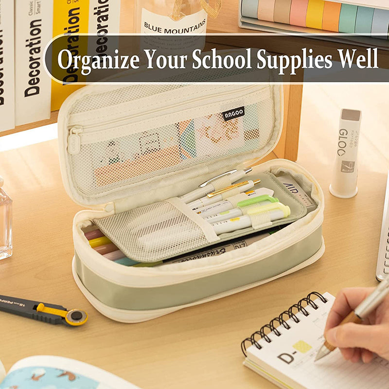Zipper Pencil Case Expandable Storage Multi Pocket