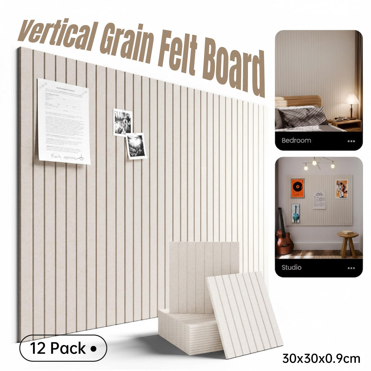 12 Pack Vertical Grain Felt Backdrop Panels for Office