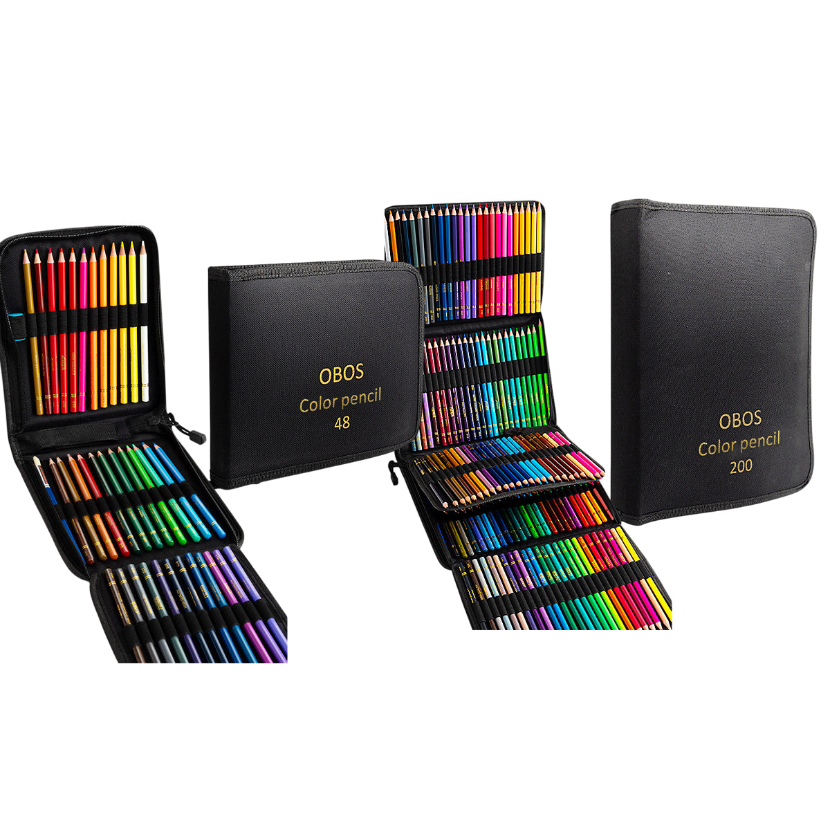 48 or 200 Colours Oil-Based Coloured Pencils with Wooden Barrels