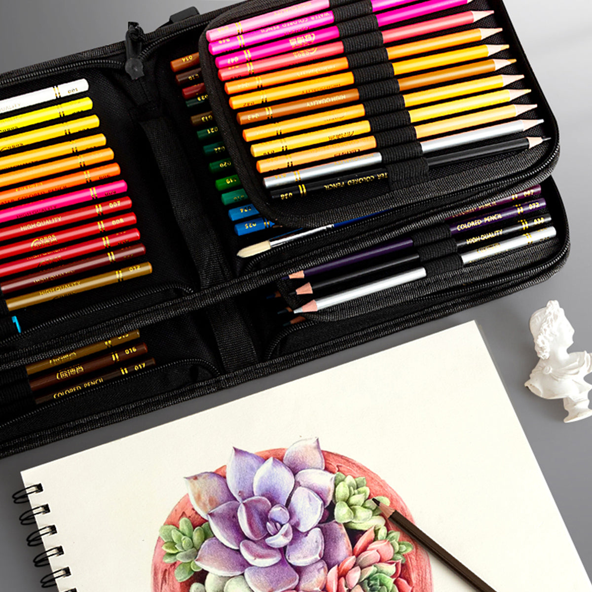 48 or 200 Colours Oil-Based Coloured Pencils with Wooden Barrels