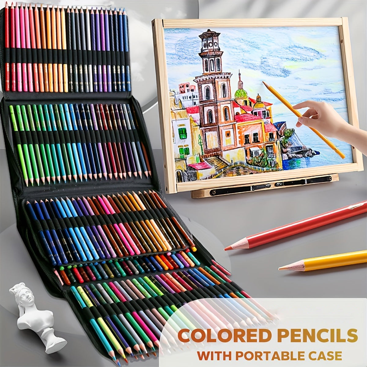 48 or 200 Colours Oil-Based Coloured Pencils with Wooden Barrels