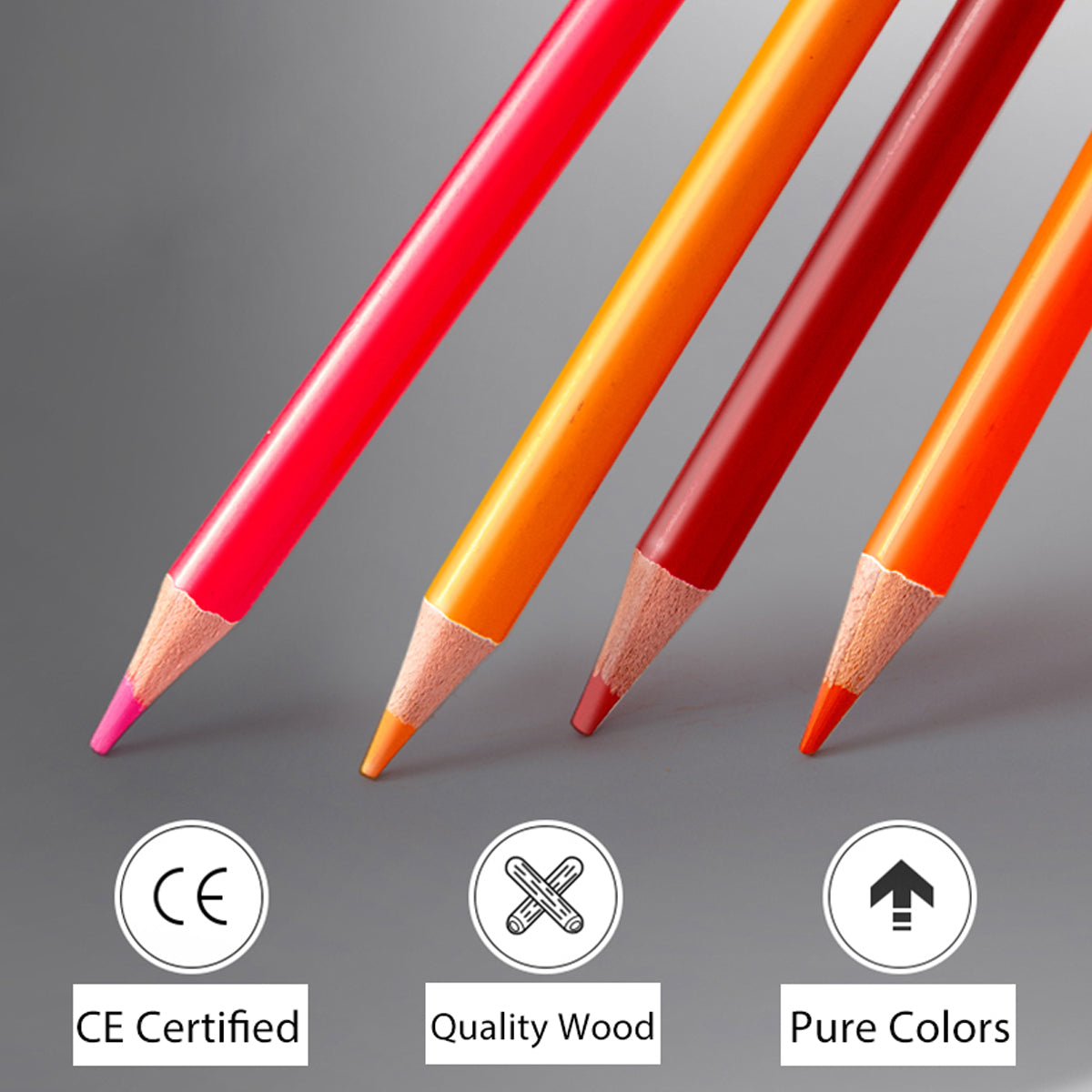 48 or 200 Colours Oil-Based Coloured Pencils with Wooden Barrels