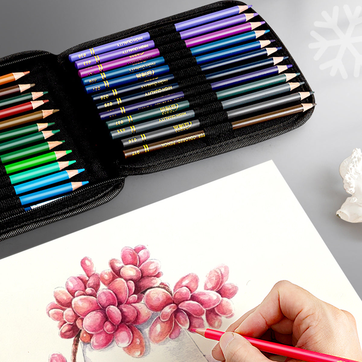 48 or 200 Colours Oil-Based Coloured Pencils with Wooden Barrels