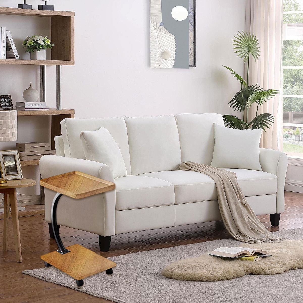 Movable Coffee Side Table Wooden Laptop Desk for Sofa Bedside