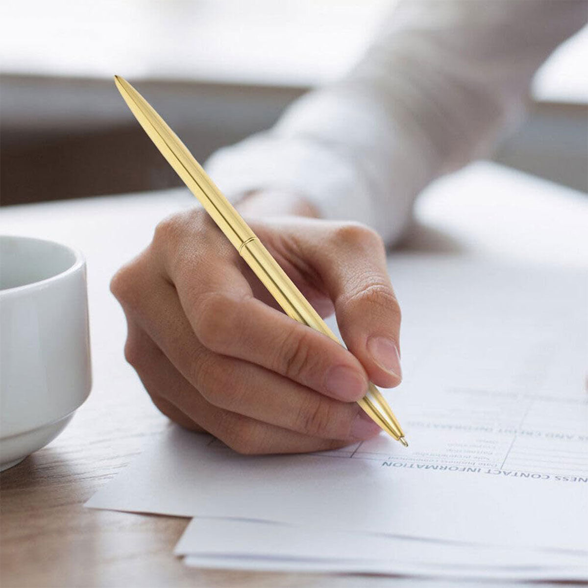 6 Pcs Ballpoint Pen Set with Plum Blossom Base Metal