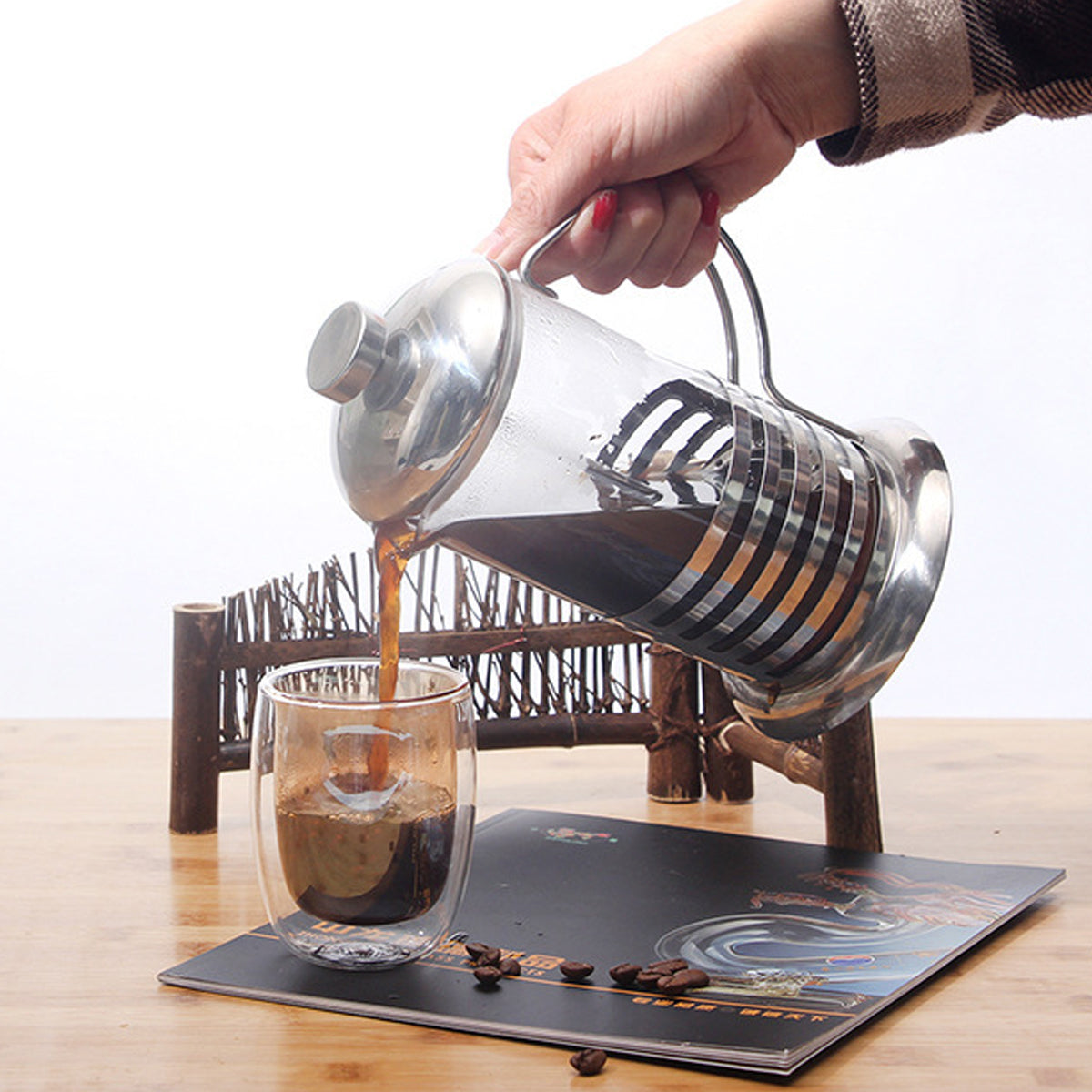 French Press Coffee Maker 350ml Borosilicate Glass