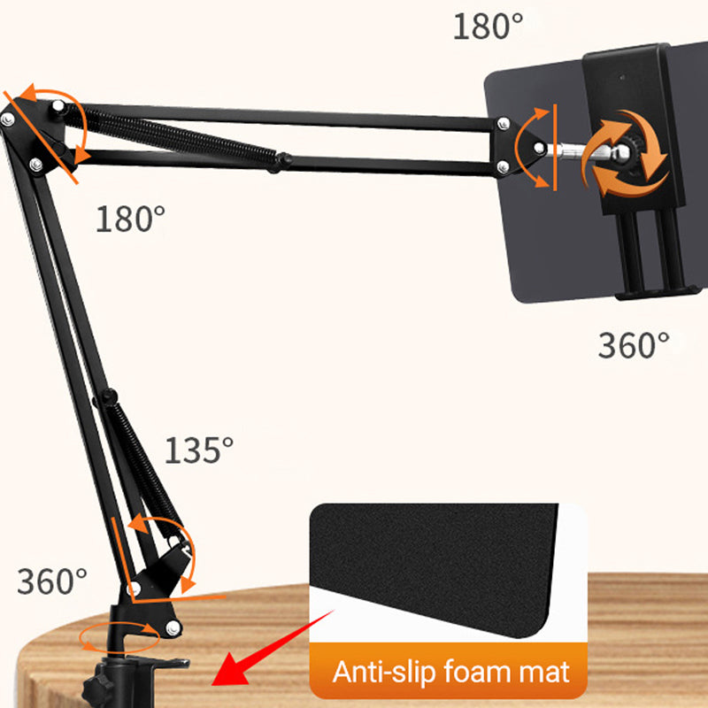 Long Arm Tablet Stand Phone Holder with 360° Rotation for Desk and Bed