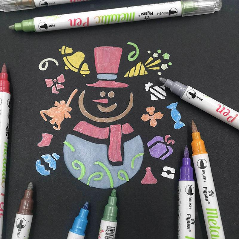 10 Pcs Metallic Marker Pens Double Head Shimmer for Albums