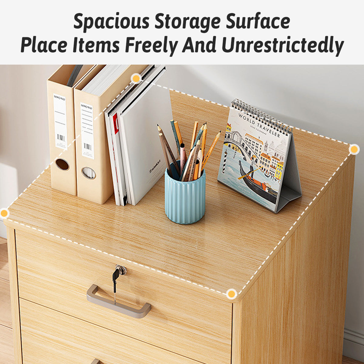 3-Drawer Rolling File Cabinet with Lock for Under-Desk Use