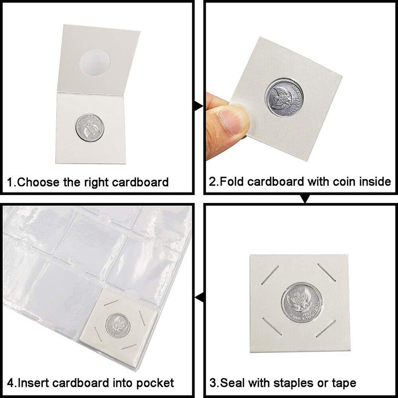 100 Pcs Cardboard Coin Holders 35mm for 50c 20c