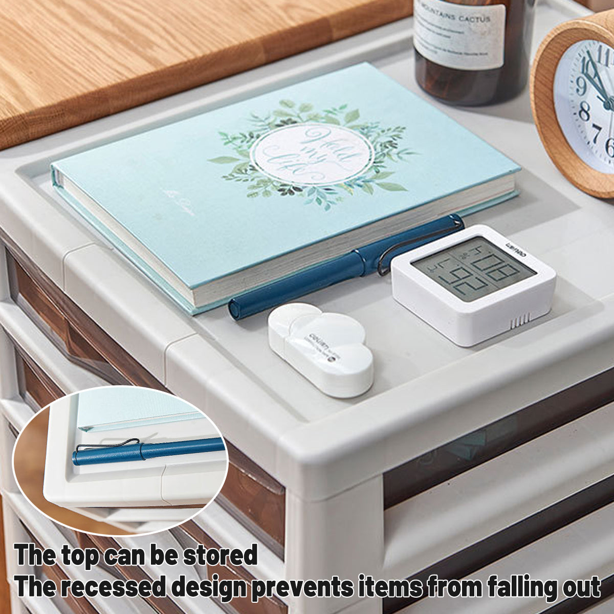 10-Layer Plastic Chest of Drawers with Wheels Transparent