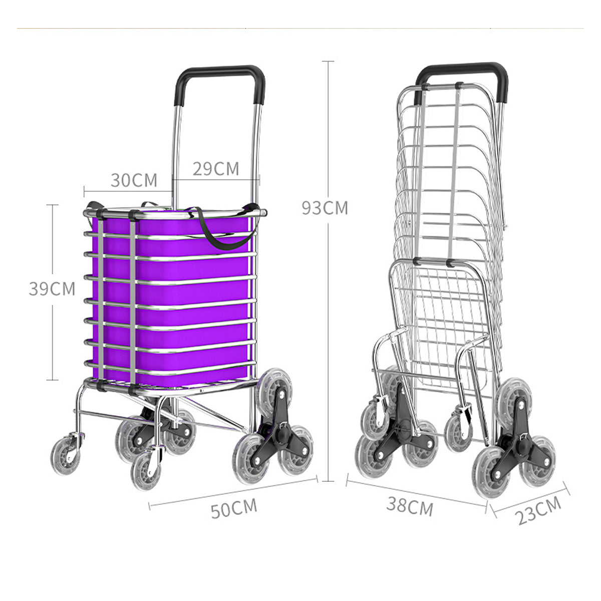 8-Wheel Folding Shopping Cart with Oxford Bag