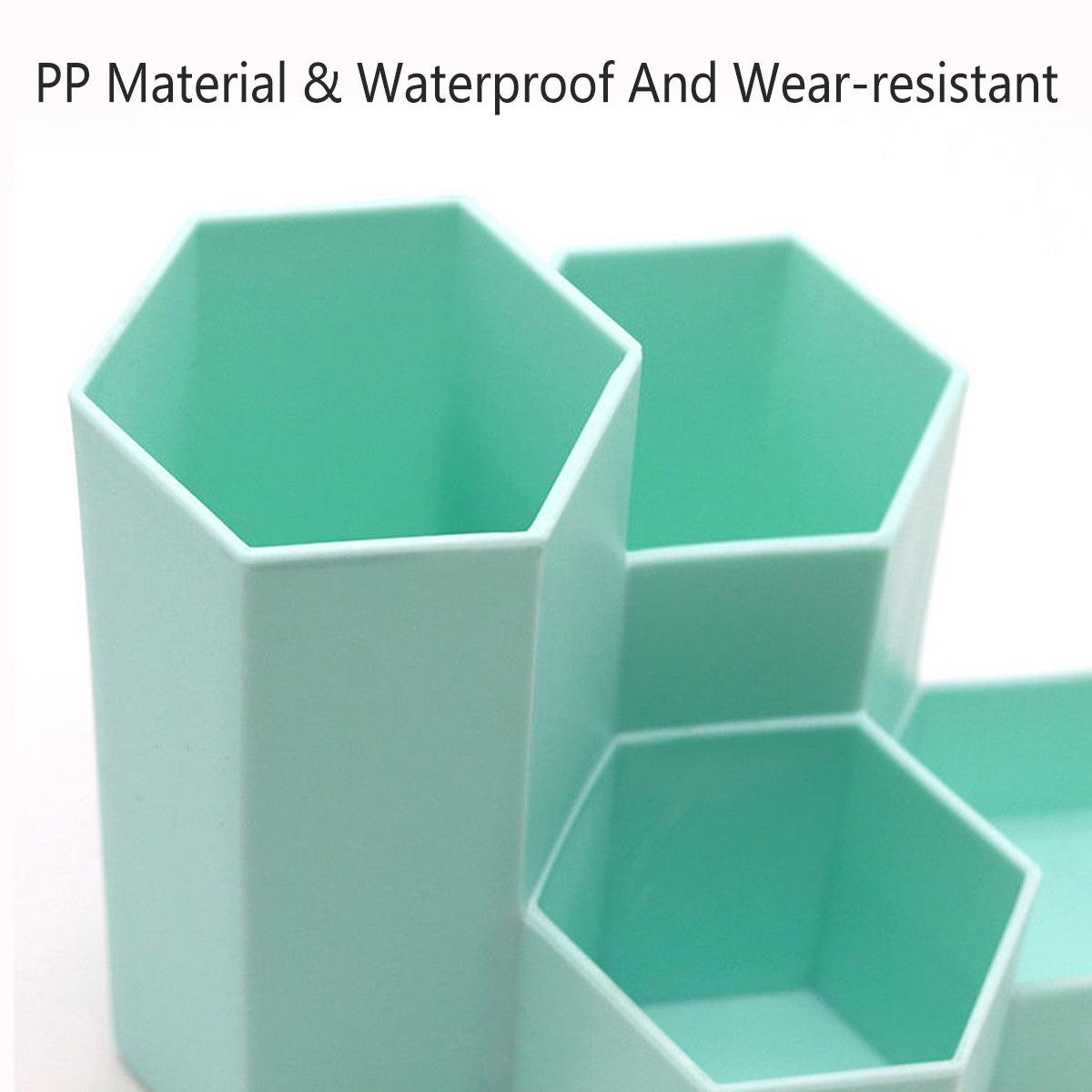 2 Pcs Hexagonal Pen Holder Macaron Colour PP Desk Organiser