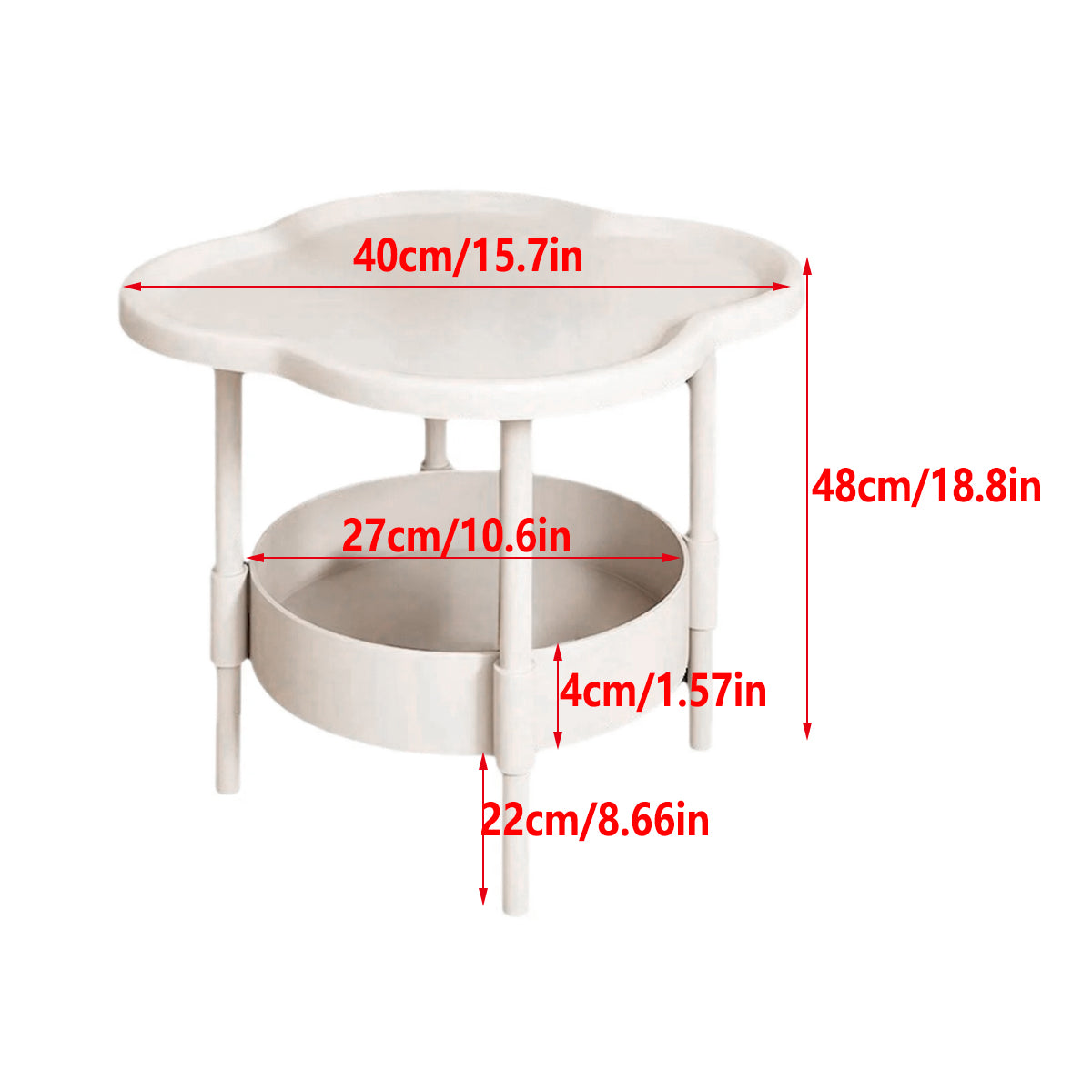 Double Layer Side Table Coffee Table with Clover Top for Break Room