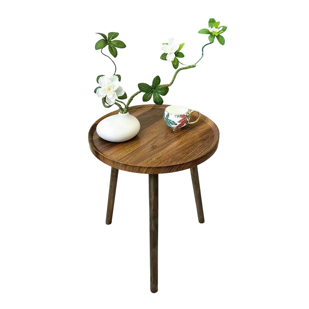 Small Round Coffee Table with Raised Edges