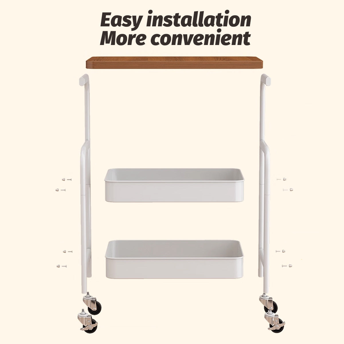 Multi Layer Coffee Table with Rolling Wheels Storage Rack