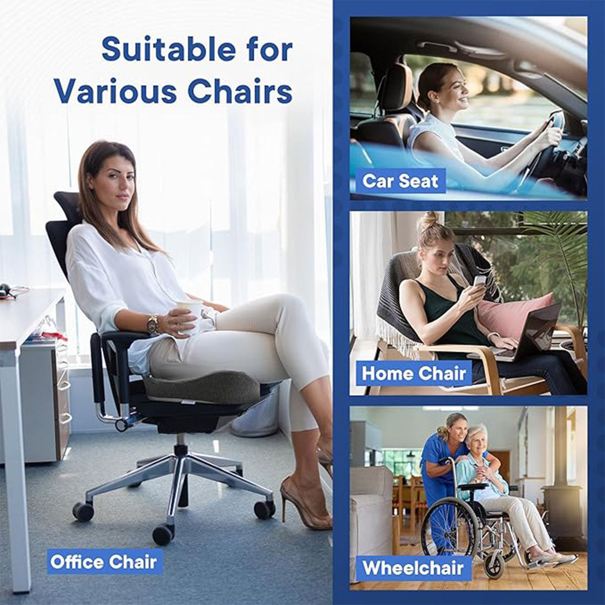 Memory Foam Seat Cushion with U-Shaped Cutout