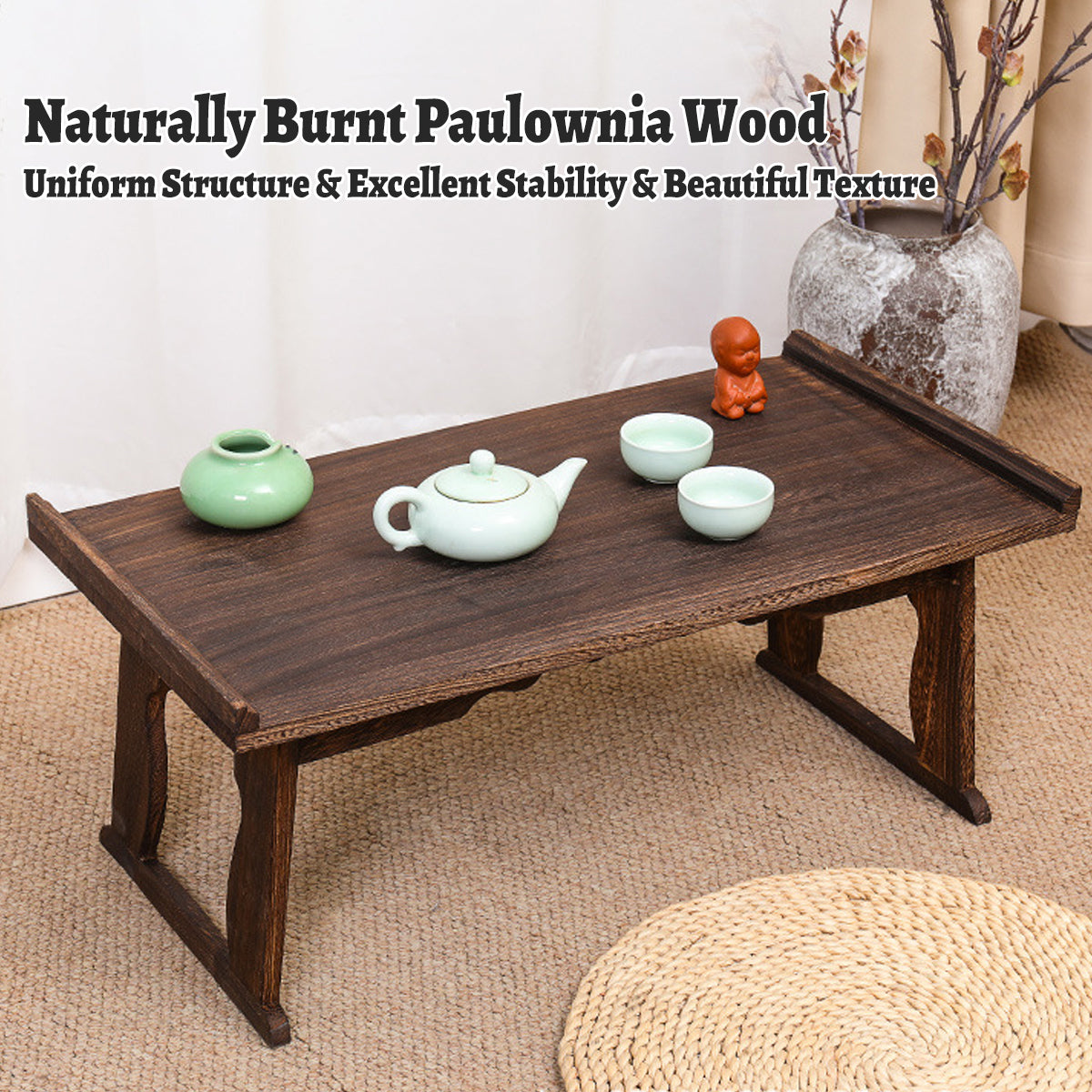 Wooden Foldable Chinese Style Tea Table Space Saving Design