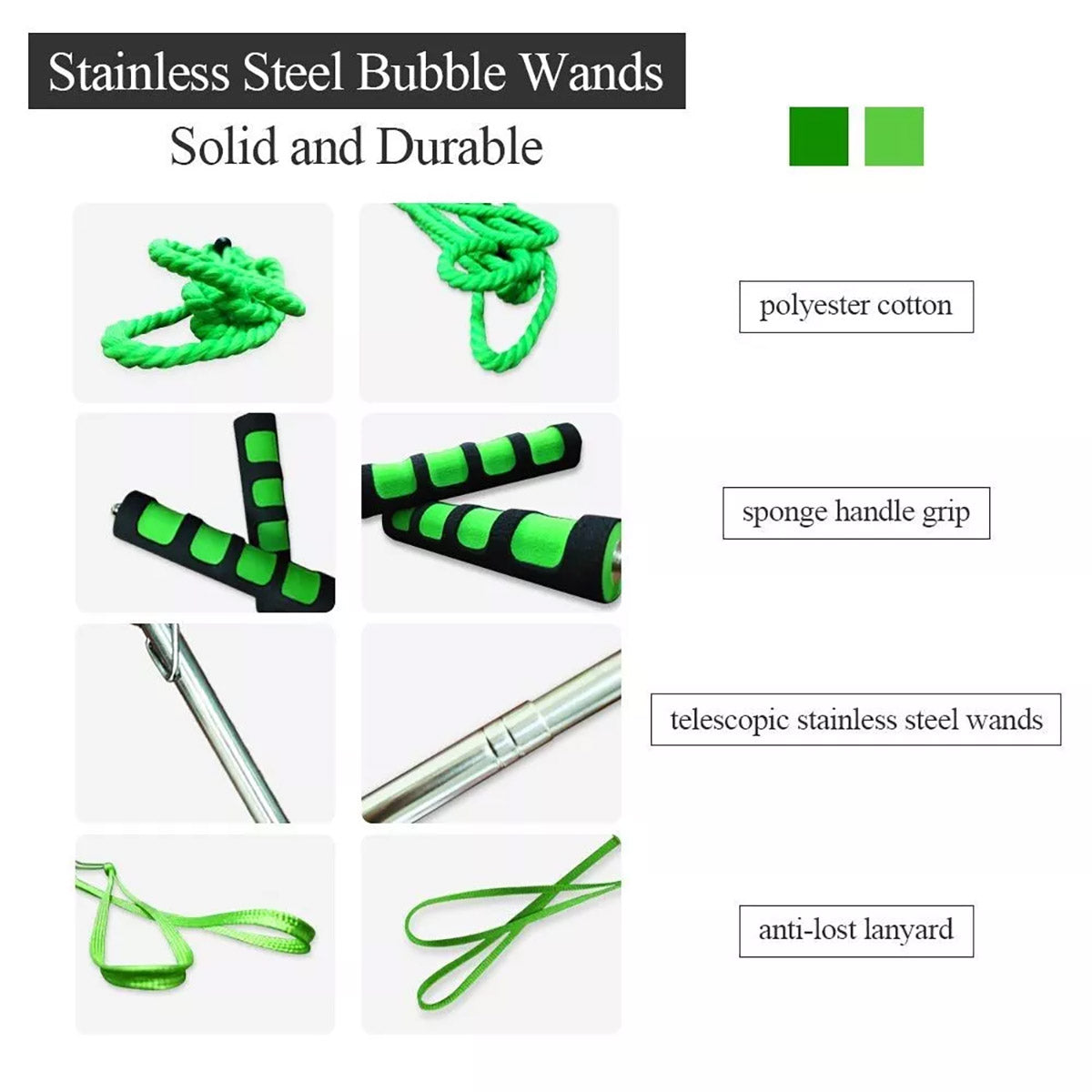 1.2m Telescopic Bubble Wand with 3 Rope Shapes