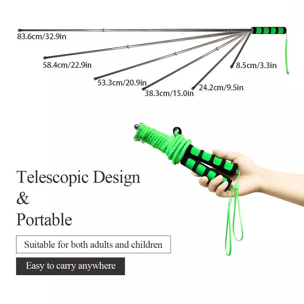 1.2m Telescopic Bubble Wand with 3 Rope Shapes