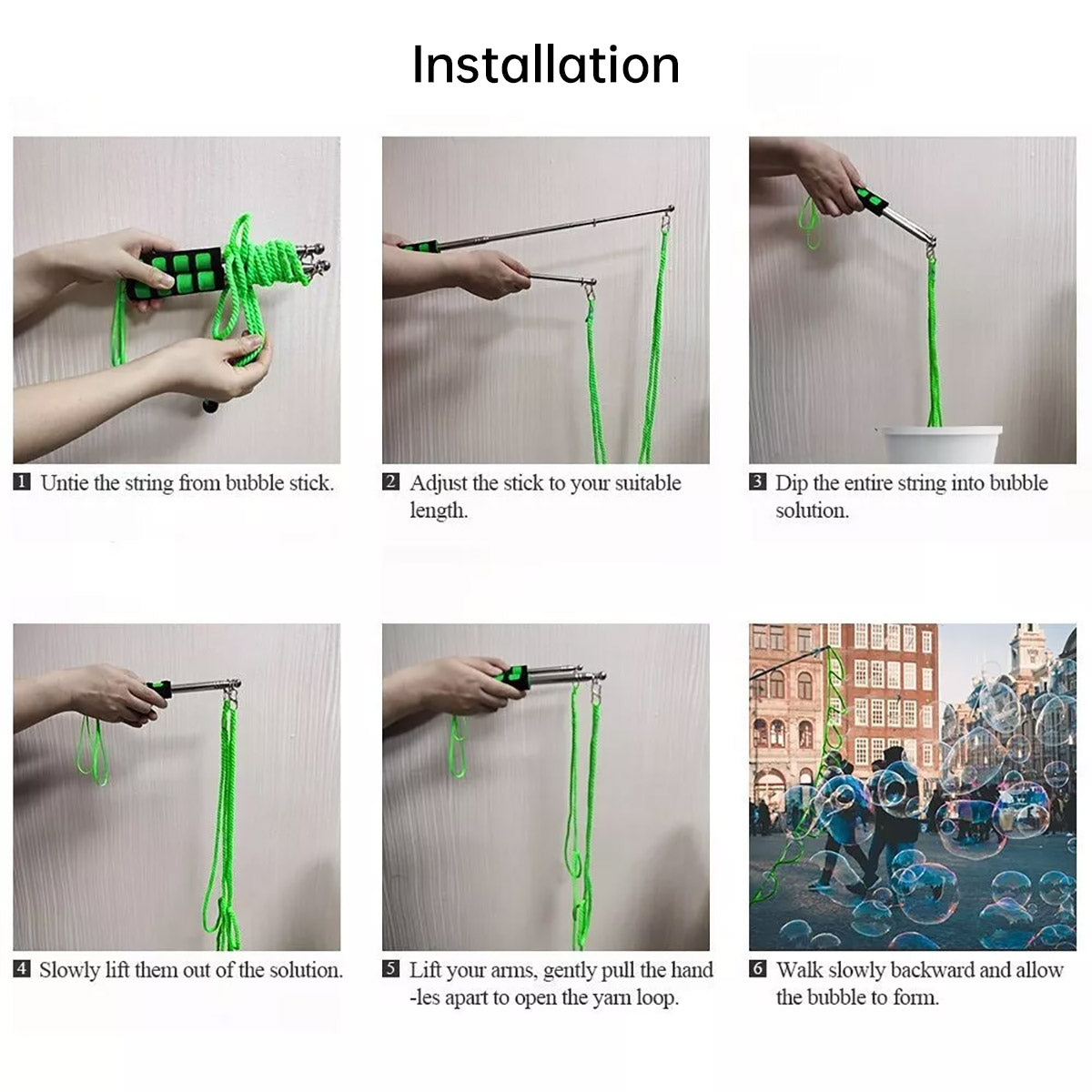 1.2m Telescopic Bubble Wand with 3 Rope Shapes
