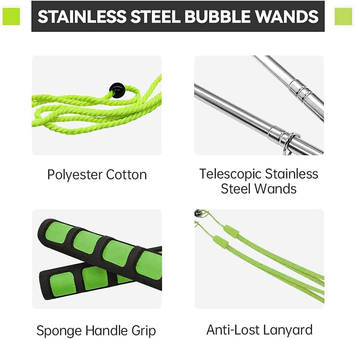1.2m Telescopic Bubble Wand with 3 Rope Shapes
