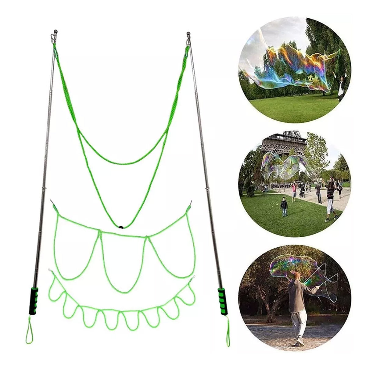 1.2m Telescopic Bubble Wand with 3 Rope Shapes