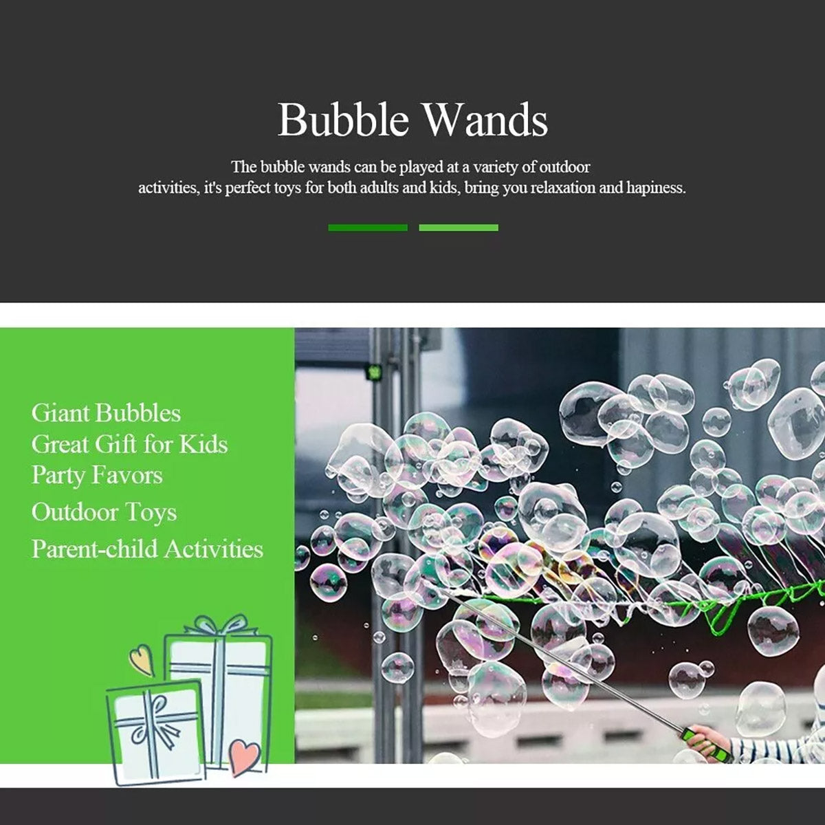 1.2m Telescopic Bubble Wand with 3 Rope Shapes