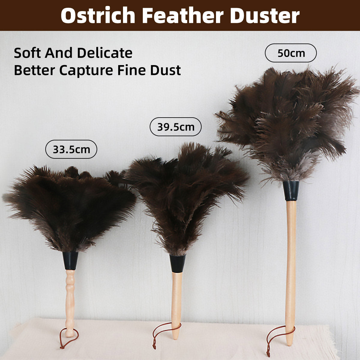 Ostrich Feather Duster with Strap for Home Cleaning