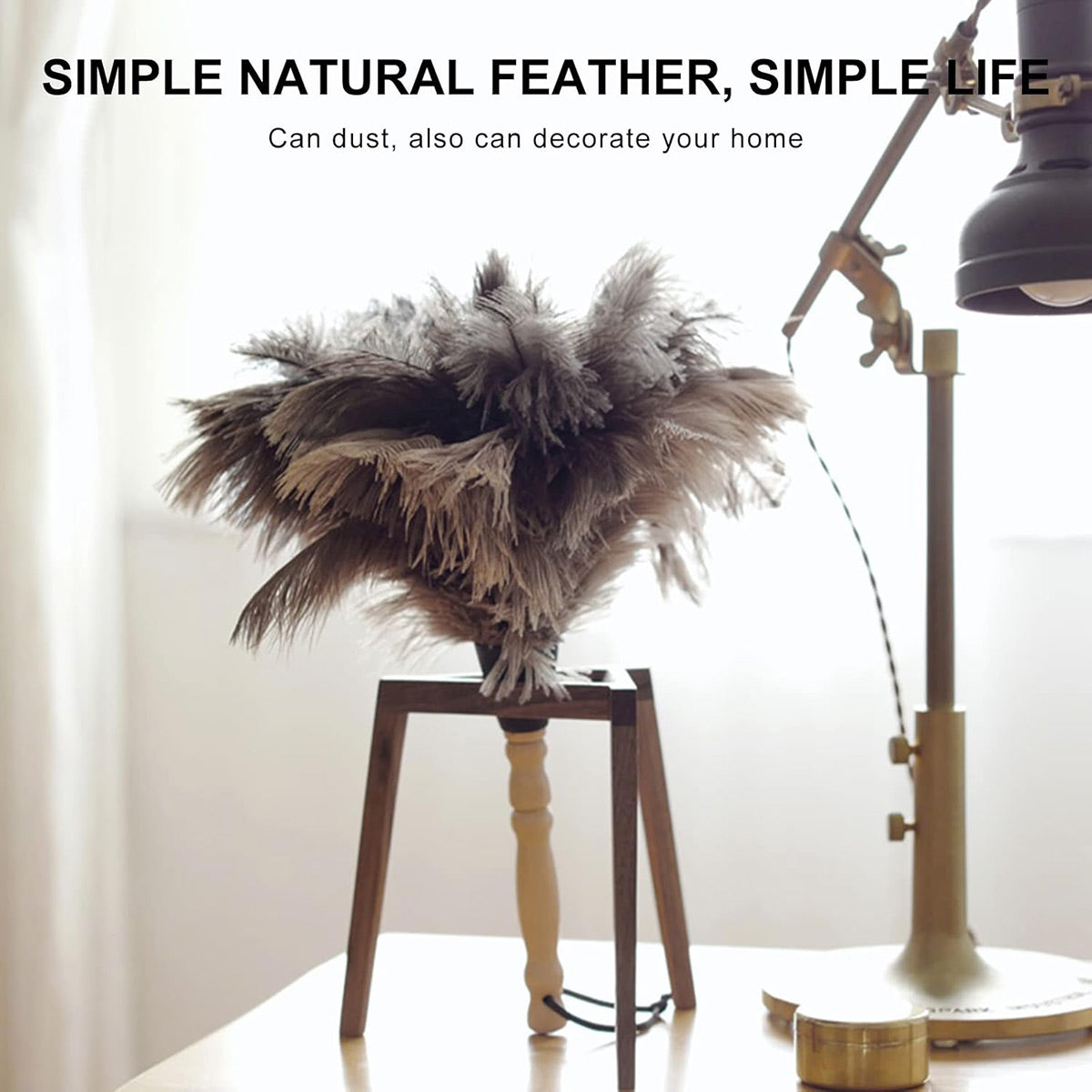 Ostrich Feather Duster with Strap for Home Cleaning