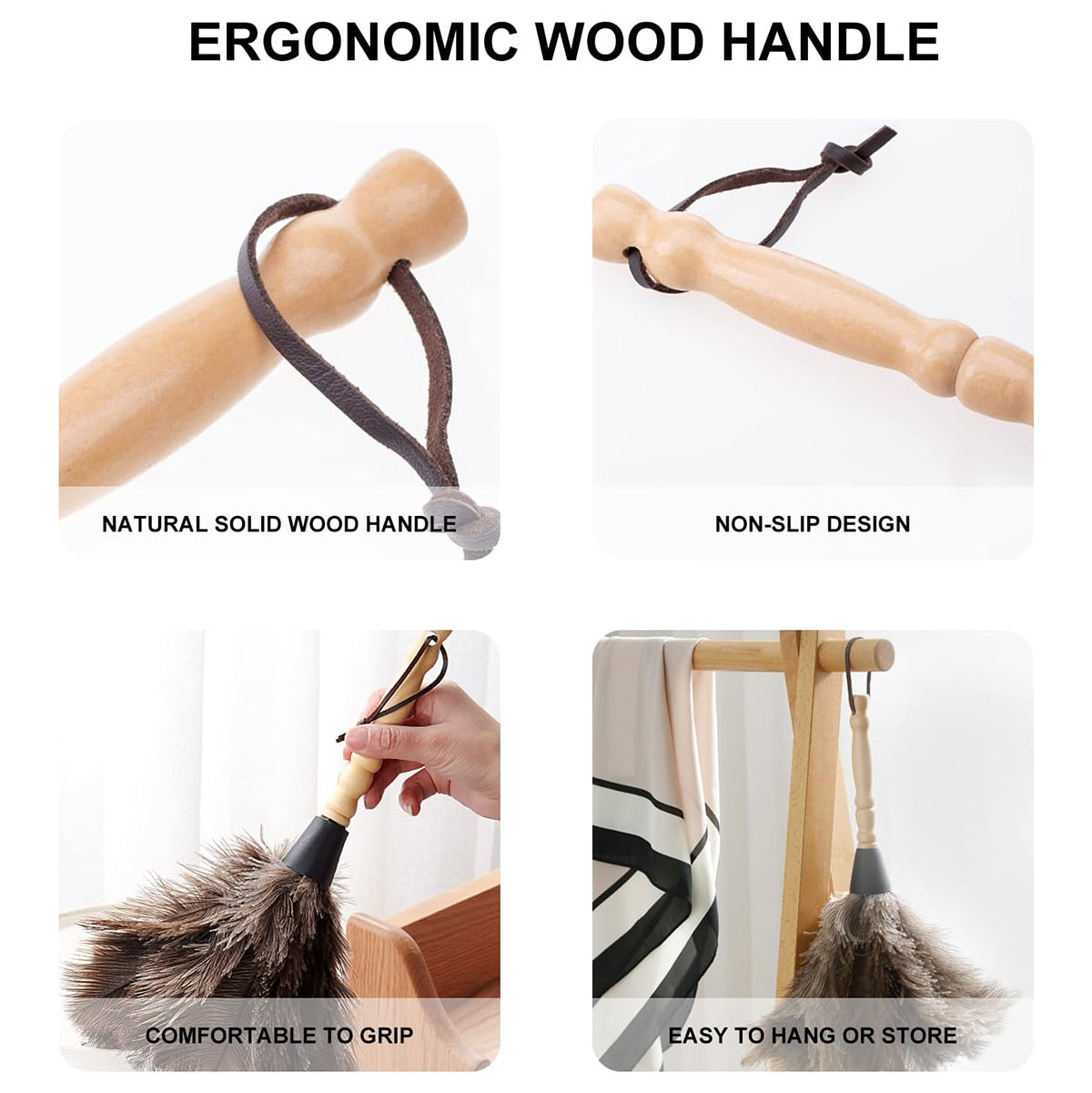 Ostrich Feather Duster with Strap for Home Cleaning