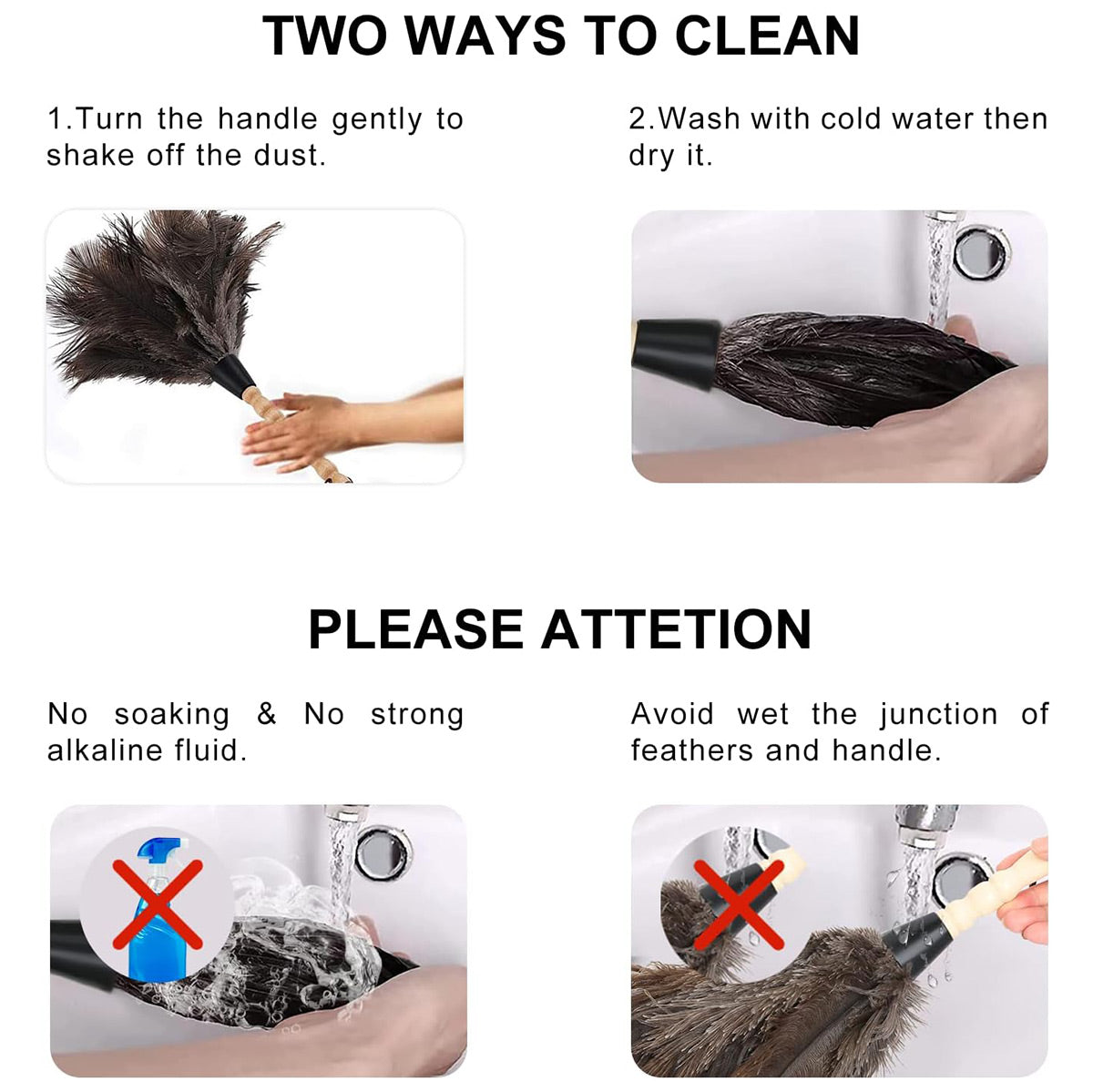 Ostrich Feather Duster with Strap for Home Cleaning