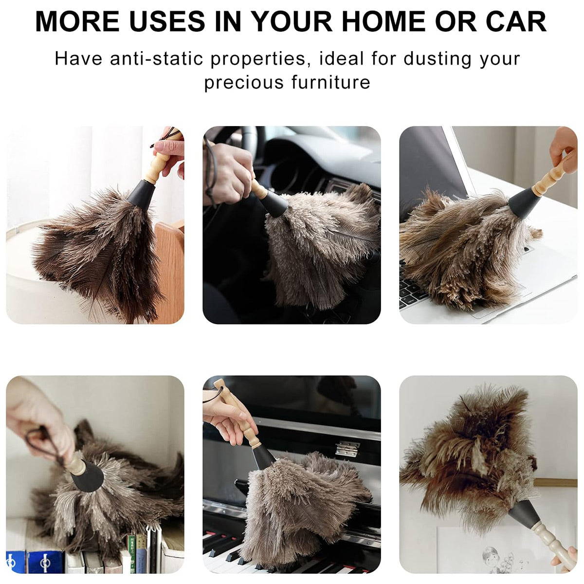 Ostrich Feather Duster with Strap for Home Cleaning