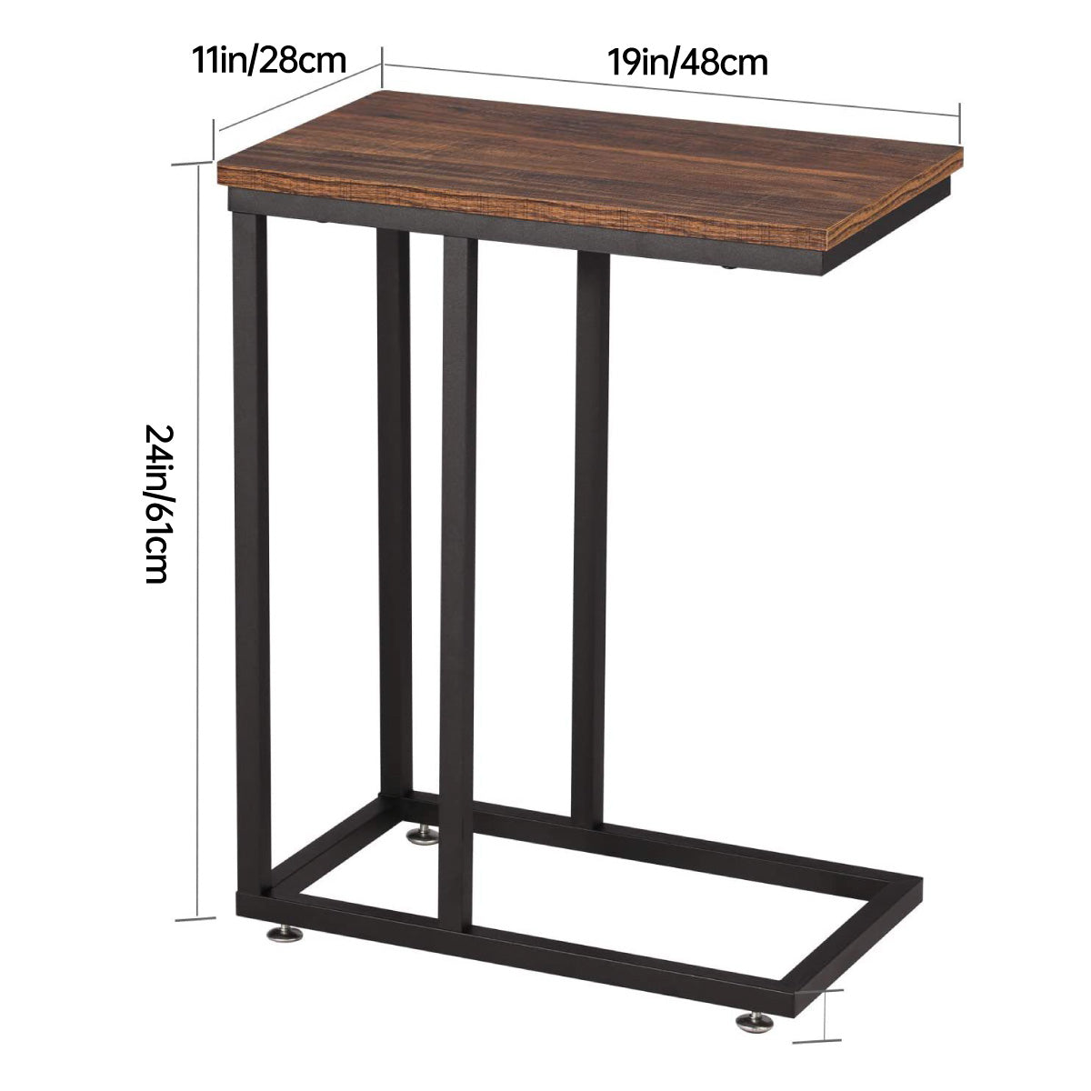 C-Shaped Sofa Side Table with Wooden Top for Office Lounge Use