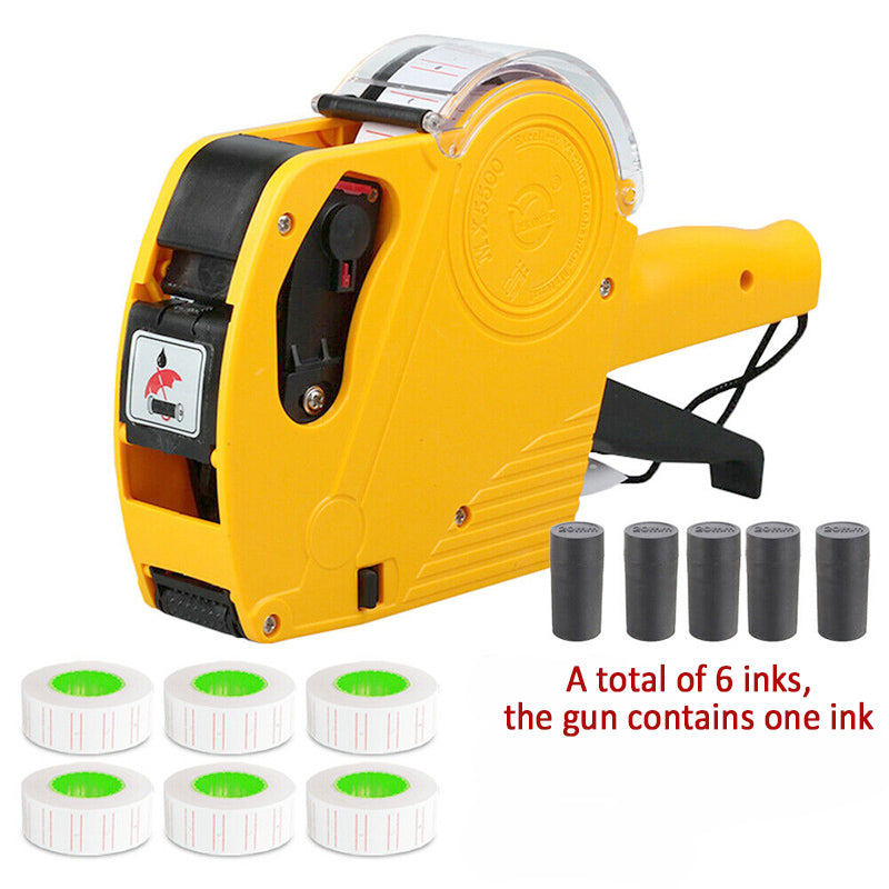 Price Tag Gun Labeller Kit with 6 Rolls Labels and Inks