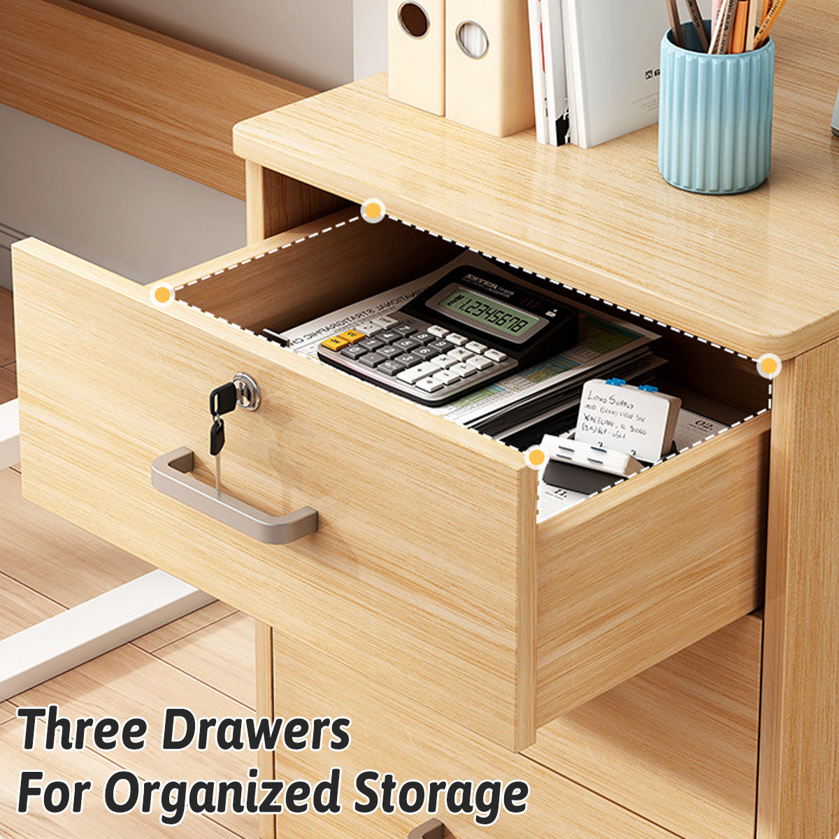 3-Drawer Rolling File Cabinet with Lock for Under-Desk Use
