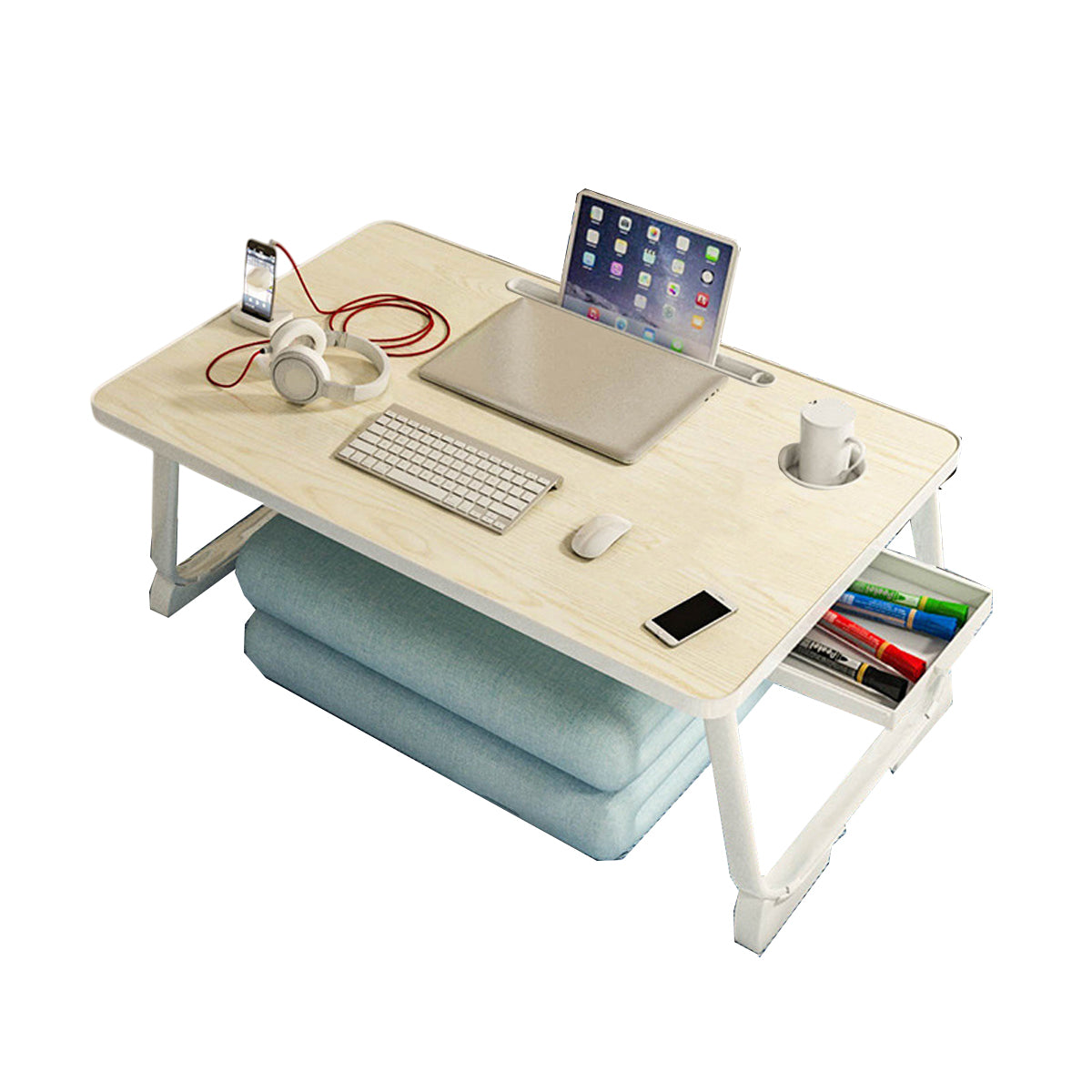 Foldable Bed Desk with Large Tabletop and Portable Design