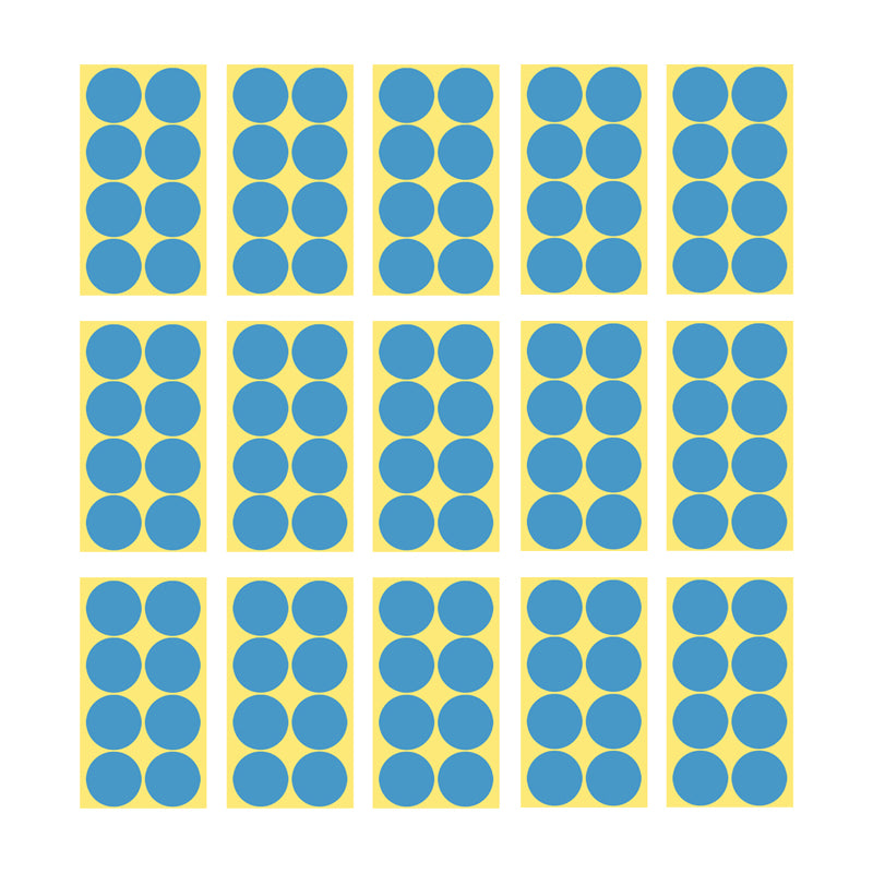 50mm Round Sticker Dots Adhesive Labels 1/5/15 Sheets