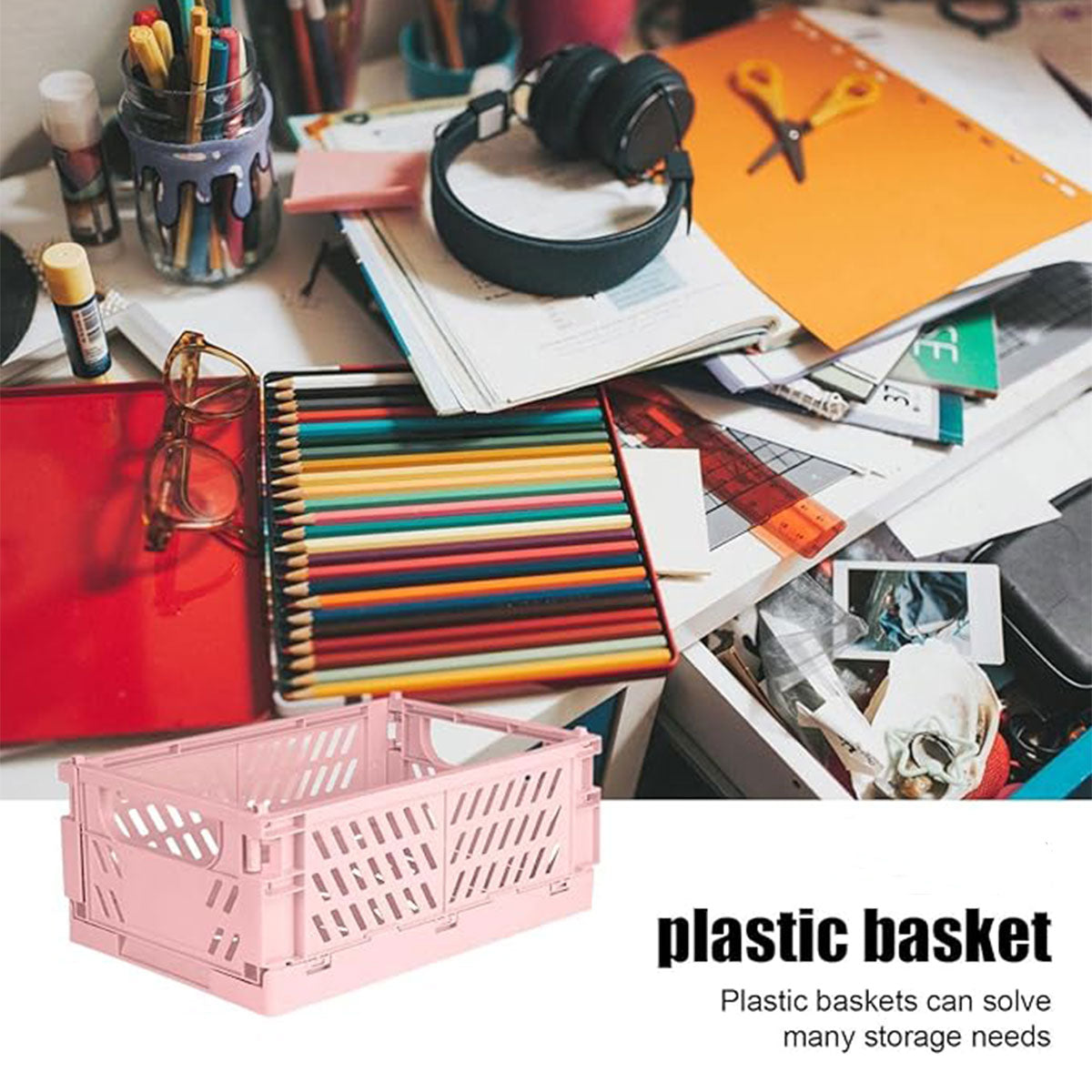 4 Pcs Foldable Storage Baskets Stackable Desktop Organiser