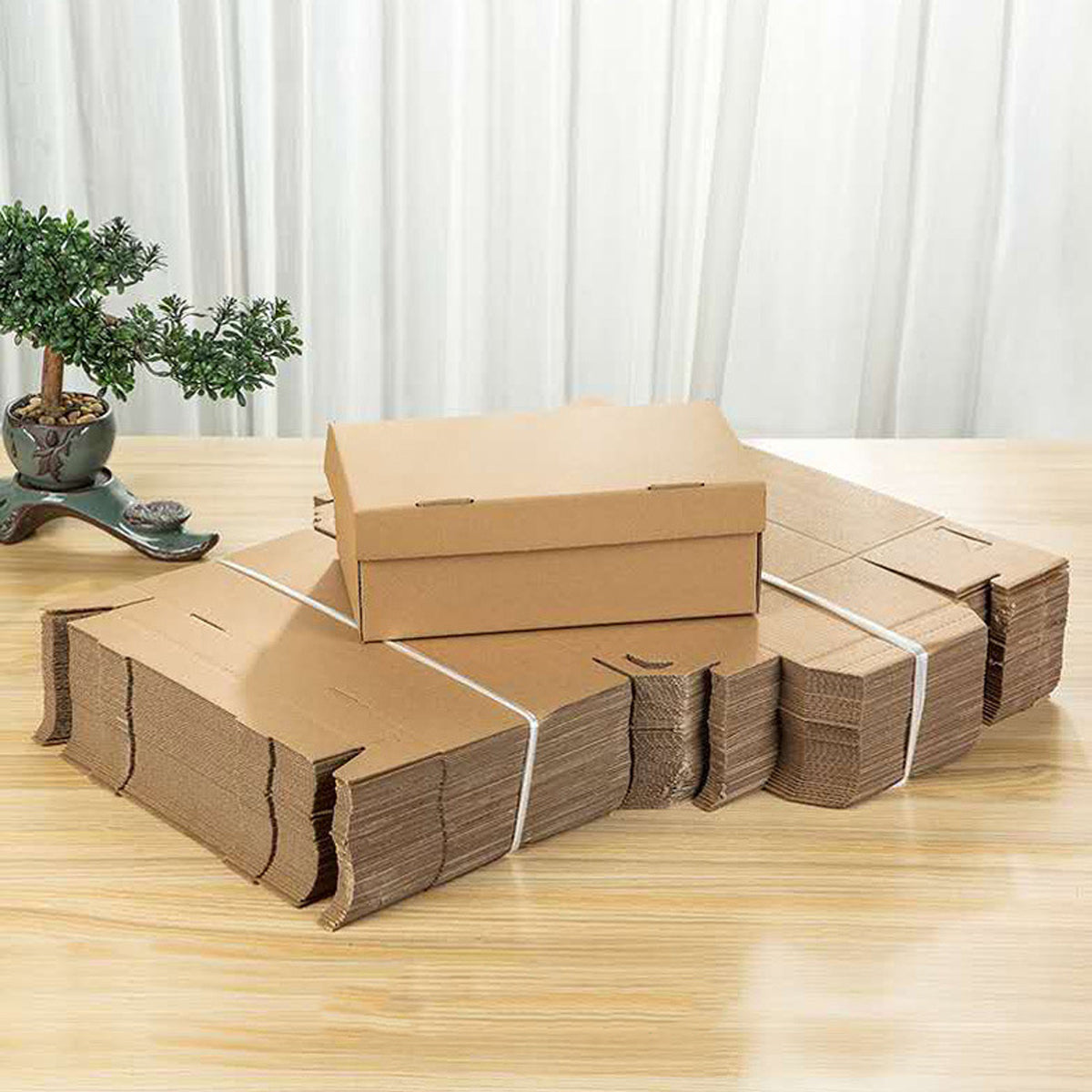 20pcs Kraft Paper Shoe Boxes Clamshell Organizer
