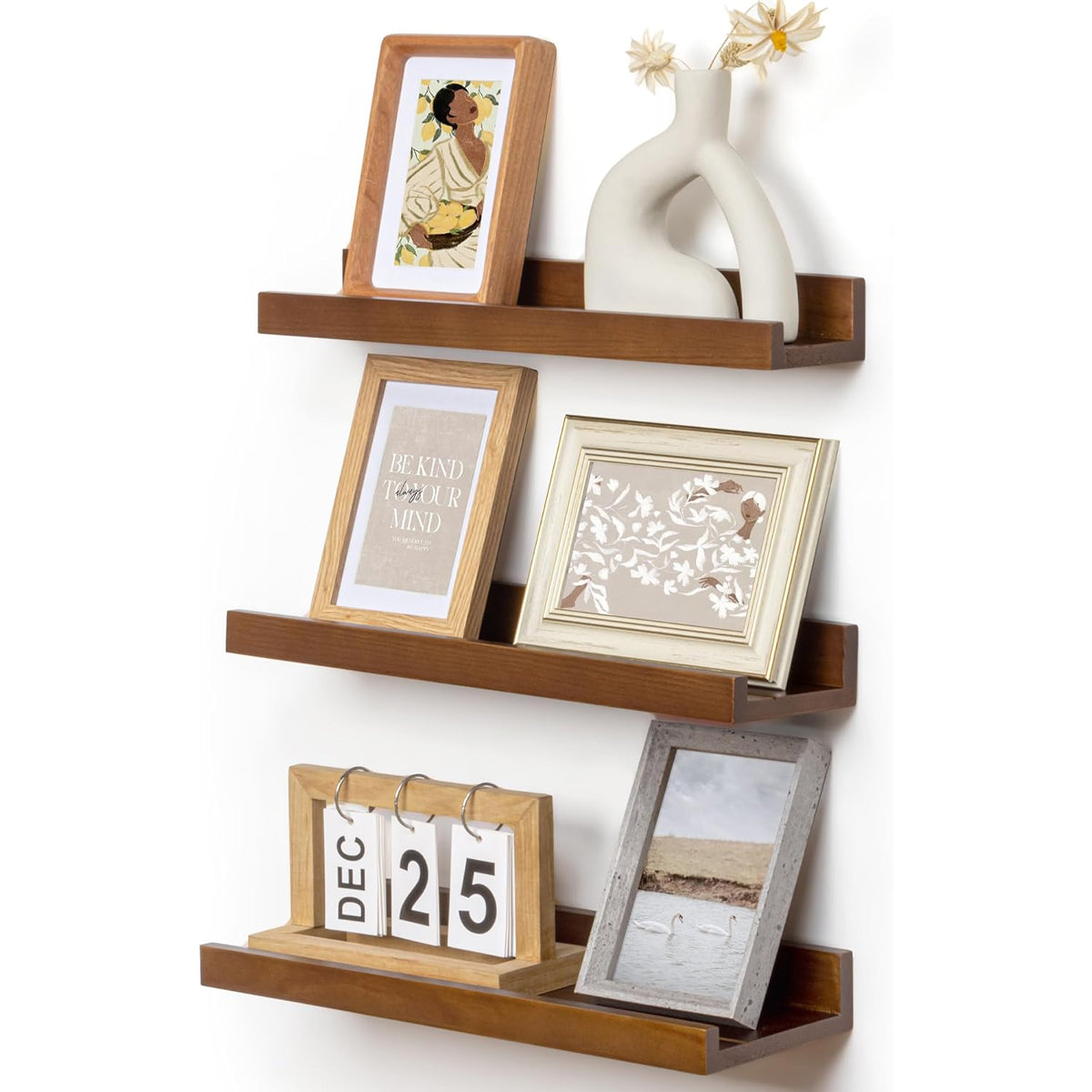 Wall Mounted Floating Wood Storage Shelf for Home Organization