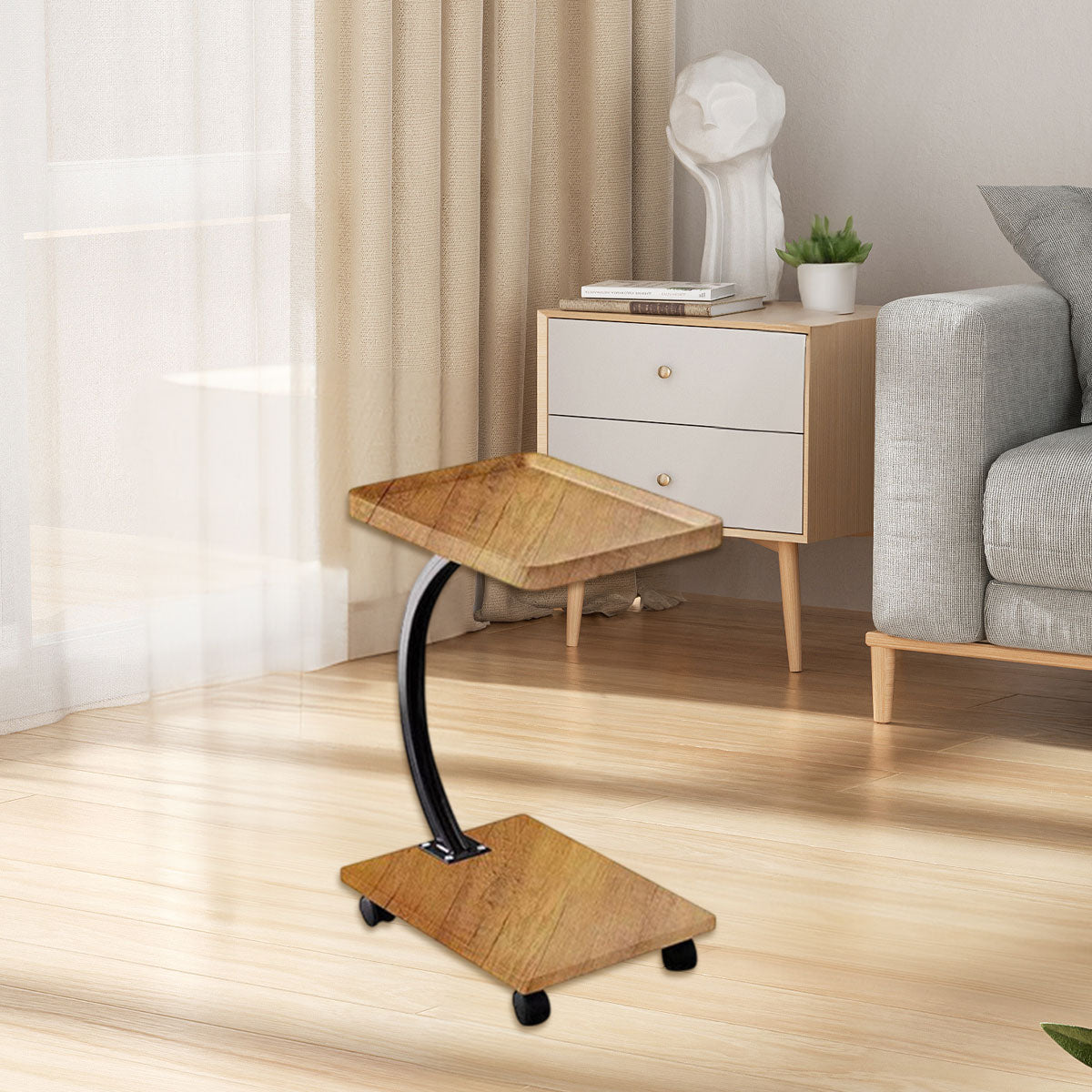 Movable Coffee Side Table Wooden Laptop Desk for Sofa Bedside