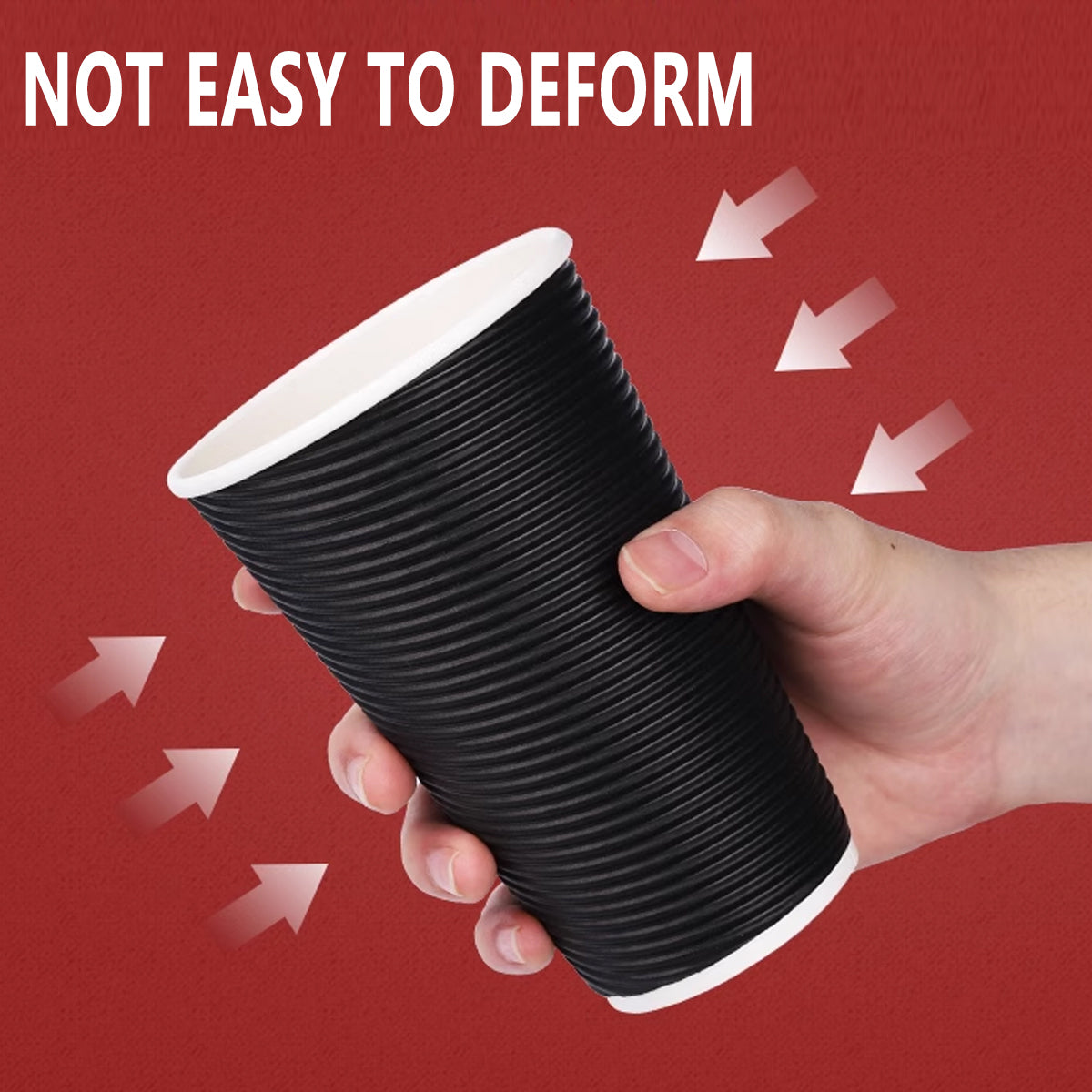 50 Sets Corrugated Paper Cups with Lids 4 Sizes