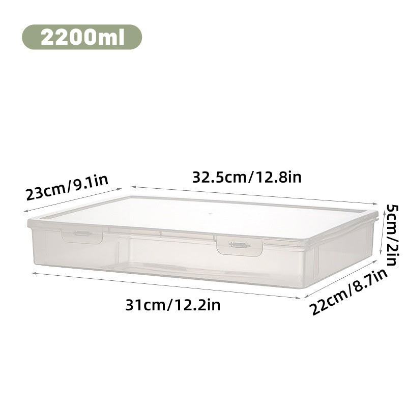 Transparent A4 Plastic File Storage Box Flip Lid Stackable