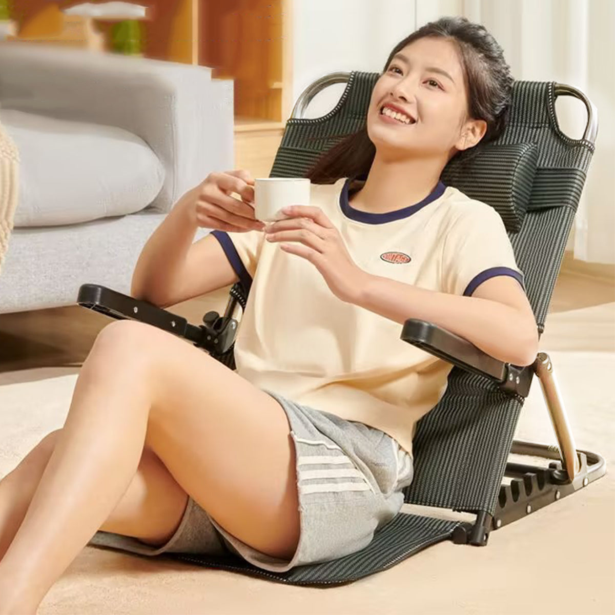 Adjustable Folding Bed Backrest with Armrest 40–90 Degree Support