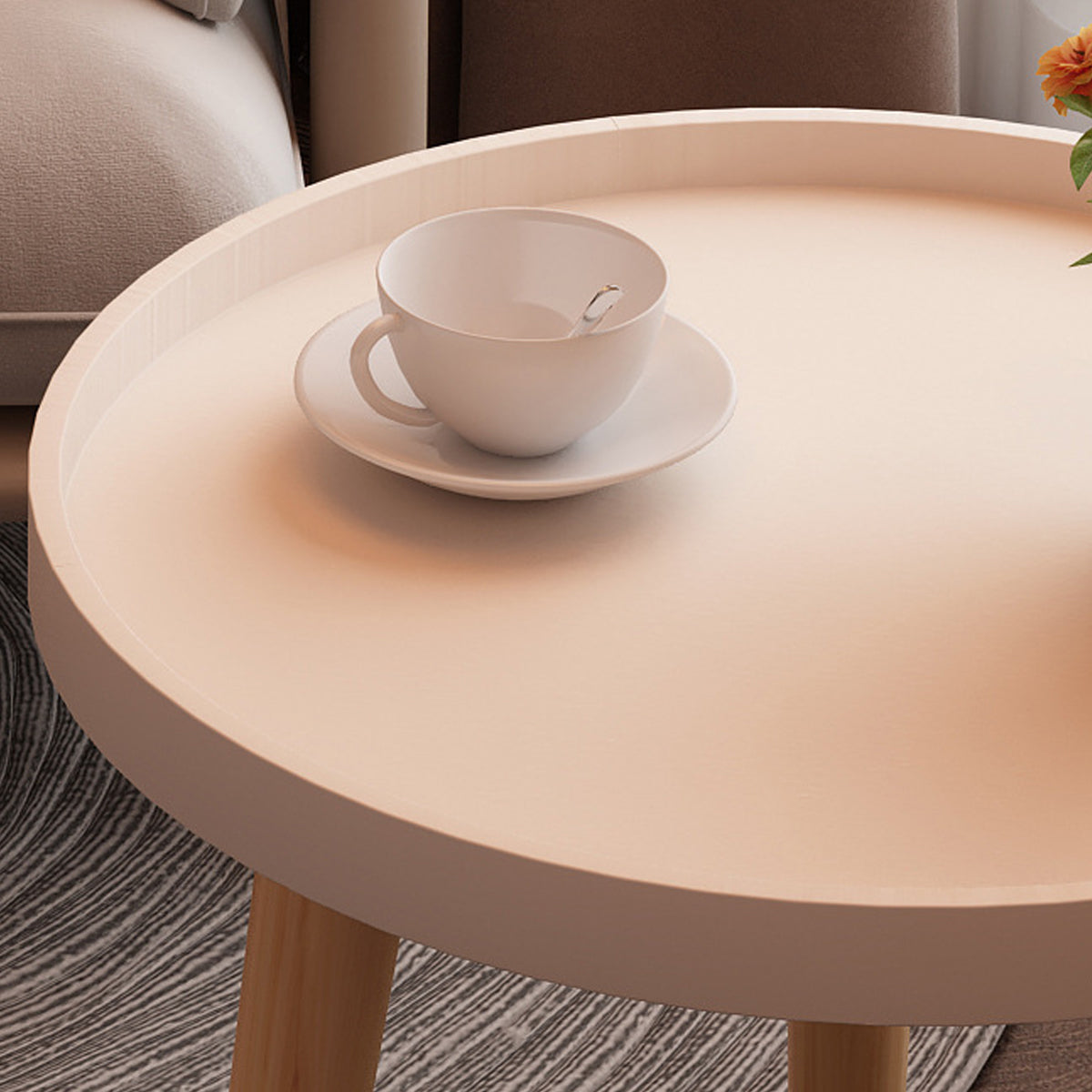 Simple Round Side Table with Stable Legs for Office Break Rooms