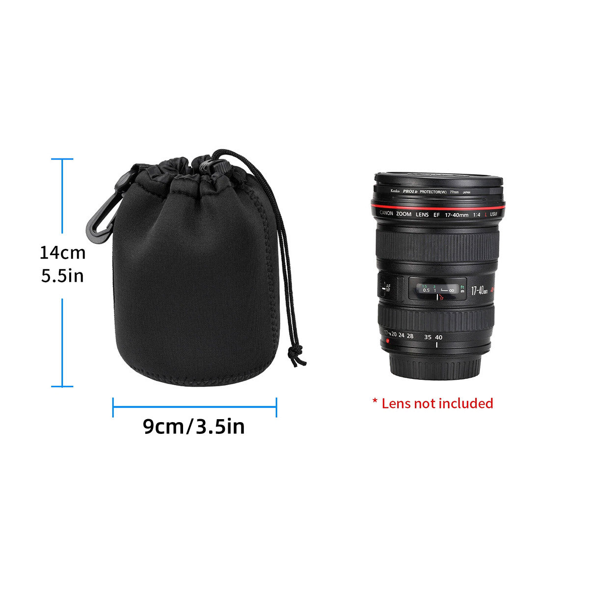 4 Pcs DSLR Camera Lens Pouch Protective Soft Cover